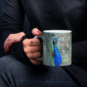 Caneca De Café Linda Foto de Pavão Azul