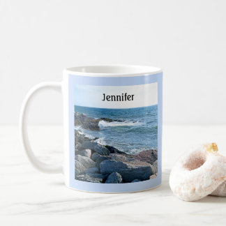 Caneca De Café Linda foto do nome azul do oceano Atlântico