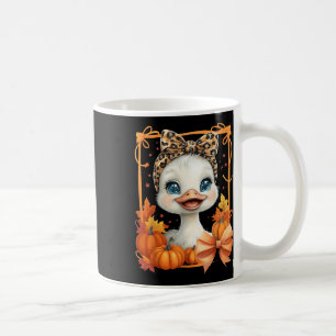 Caneca De Café Linda Gansa Outonal Coquete Leopardo Laços Abóbora