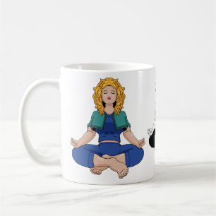 Caneca De Café Linda Garota Loira Pose de Ioga Lótus Fofa