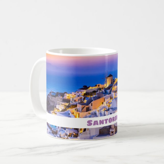 Caneca De Café Linda ilha Santorini (Frente Esquerda)