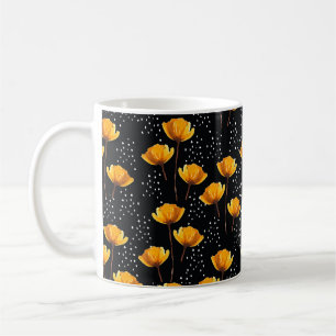 Caneca De Café Linda ilustração de flores e bolinhas