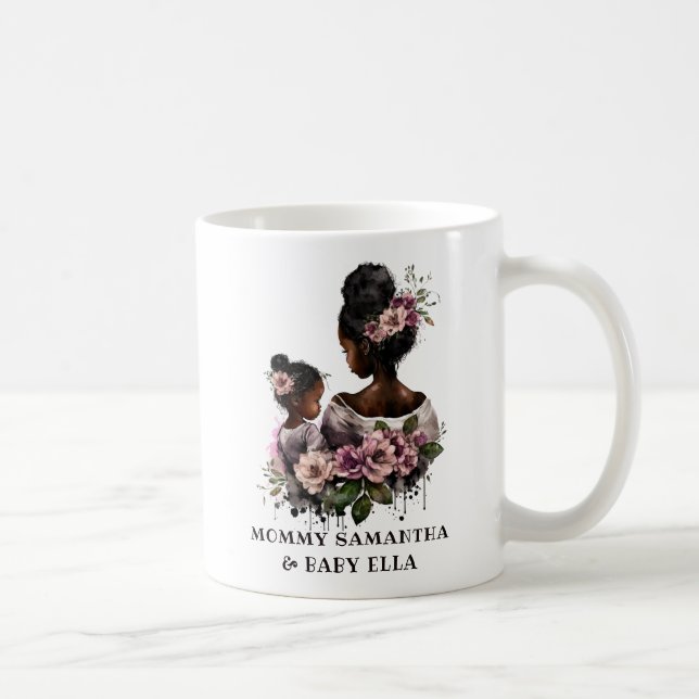 Caneca De Café Linda mãe negra e filha (7) (Direita)