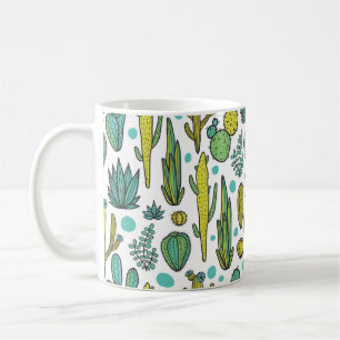 Caneca De Café Linda mão desenhada cactos abstrato, marinheiro n