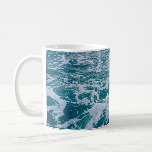 Caneca De Café Linda mármore do mar ondas texturehipster, backgro (Esquerda)