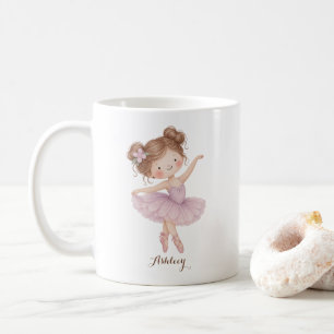 Caneca De Café Linda Menina Bailarina Aquarela Nome Personalizado