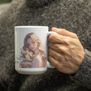 Caneca De Café Linda Menina Flor de Animação