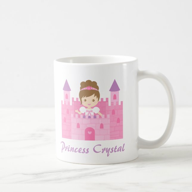 Caneca De Café Linda Menina Princesa no Castelo Rosa (Direita)