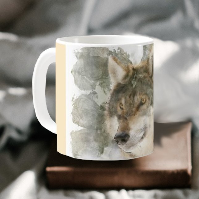 Caneca De Café Linda Mug - Lobo Aquarela (Criador carregado)