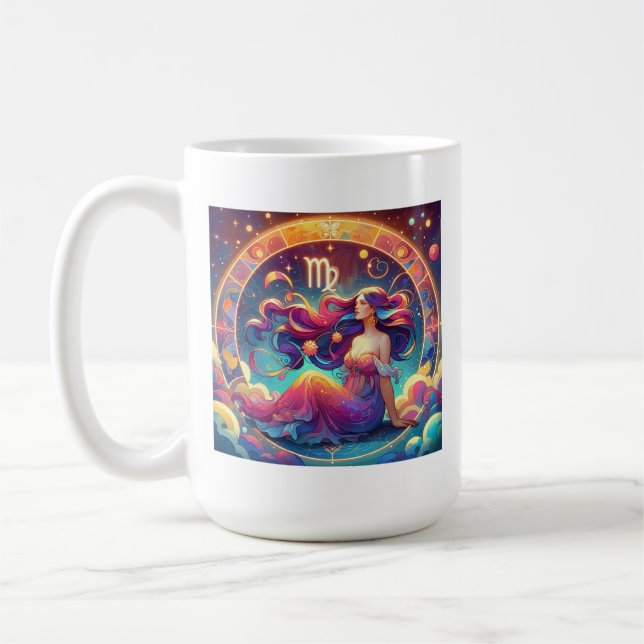 Caneca De Café Linda Mulher Virgo com informações sobre o horósco (Esquerda)