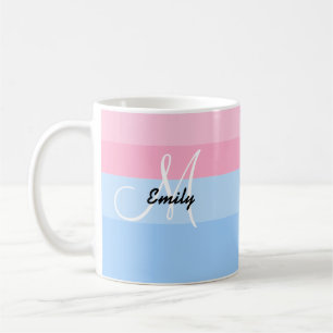 Caneca De Café Linda Pastel Rosa e Azul