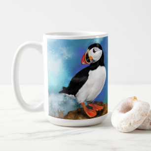 Caneca De Café Linda pintura de pássaros do Puffin Atlântico Mi