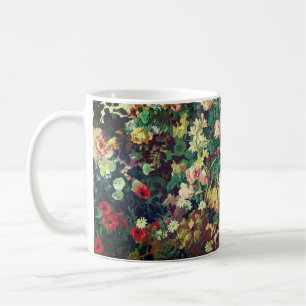 Caneca De Café Linda pintura floral de flores coloridas vintage