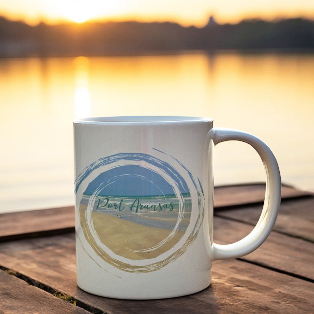 Caneca De Café Linda Port ArKansas Texas Beach (Criador carregado)