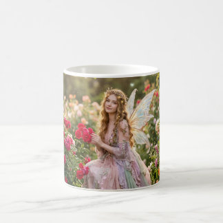 Caneca De Café Linda princesa fada no jardim de rosas