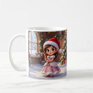 Caneca De Café Linda princesinha com chapéu de Natal
