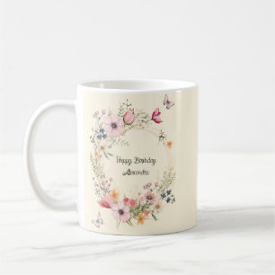 Caneca De Café Linda terra e borboletas Aniversário