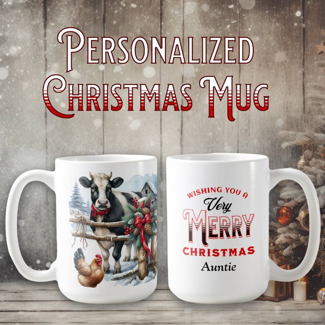 Caneca De Café Linda Vaca Feriada com Cardinal Personalizada (Criador carregado)