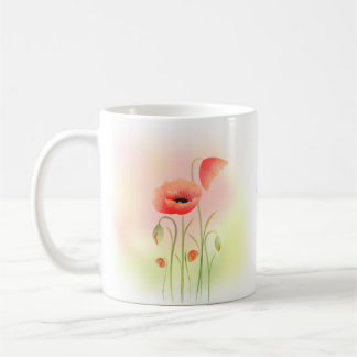 Caneca De Café Linda Watercolor Poppy Flower