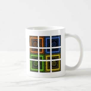 Caneca De Café Lindas faixas geométricas coloridas e marcadas