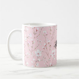 Caneca De Café Lindas Flores Brancas Rosadas