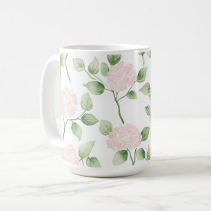Caneca De Café Lindas Flores Cor-de-Rosa Folhas Verdes