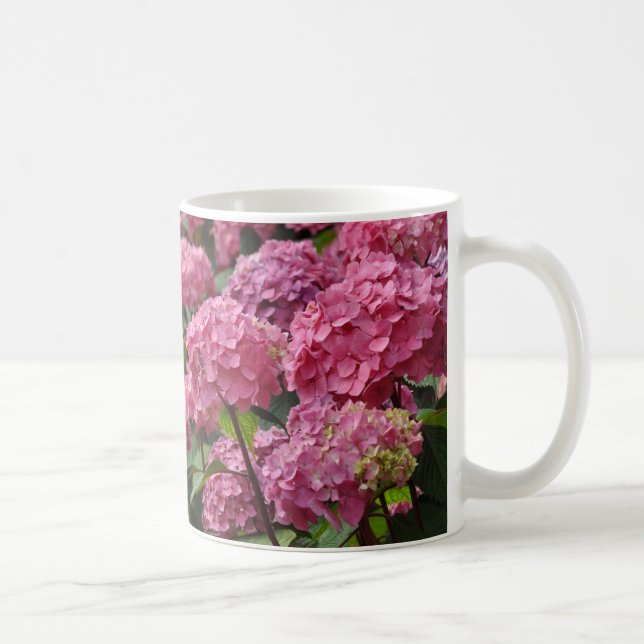 Caneca De Café Lindas flores de hortênsia rosa (Direita)