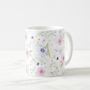 Caneca De Café Lindas flores Primavera de aquarela por cegoneiro.