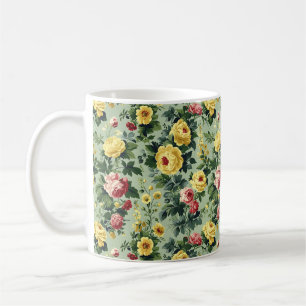 Caneca De Café Lindas flores românticas de primavera amarelas fem