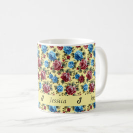 Caneca De Café Lindas Flores Românticas de Primavera Coloridas e 