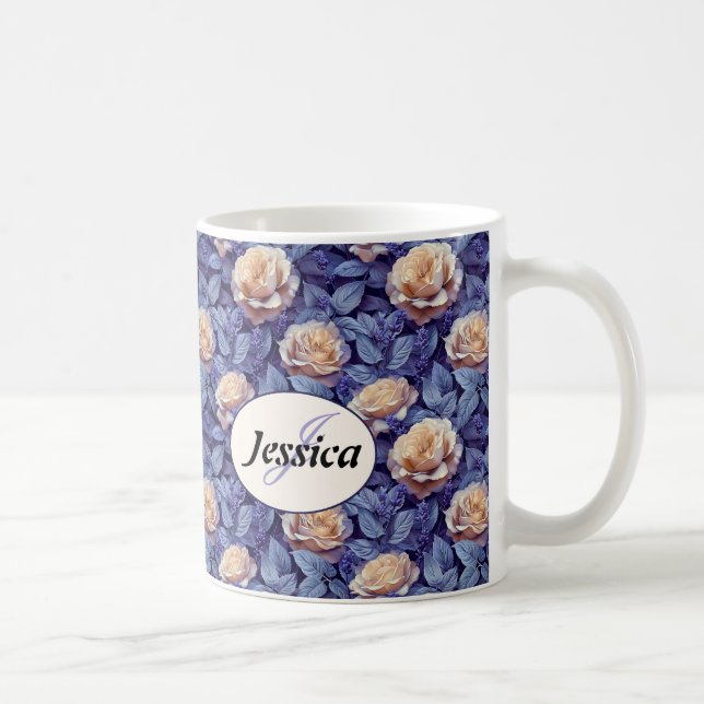 Caneca De Café Lindas Flores Românticas de Primavera Violetas Men (Direita)