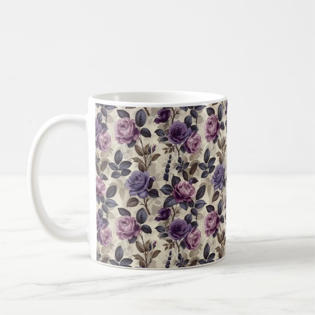 Caneca De Café Lindas Flores Românticas, Primavera Rosa, Rosa, Ro (Esquerda)