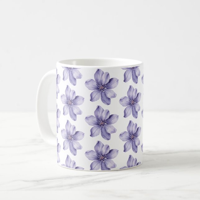 Caneca De Café Lindas Flores Roxas (Frente Esquerda)