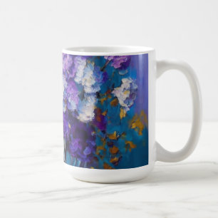 Caneca De Café Lindas Flores Roxas Vintage