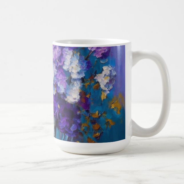 Caneca De Café Lindas Flores Roxas Vintage (Direita)