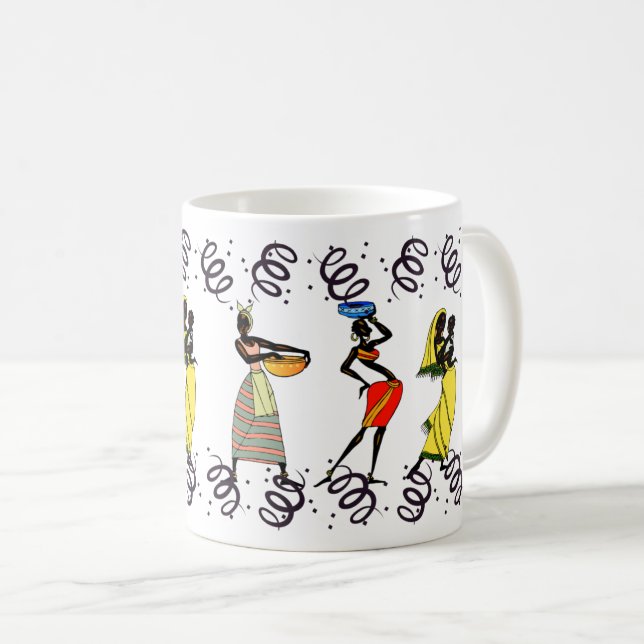 Caneca De Café Lindas mulheres nativas africanas beleza e cultura (Frente Esquerda)