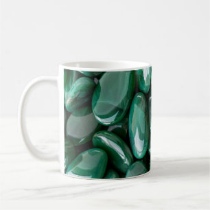 Caneca De Café Lindas pedras verdes e brilhantes polidas