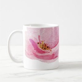 Caneca De Café Lindas Peônias Rosa Pintadas À Mão