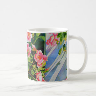 Caneca De Café Lindas rosas brancas, cor-de-rosa, cor-de-água flo