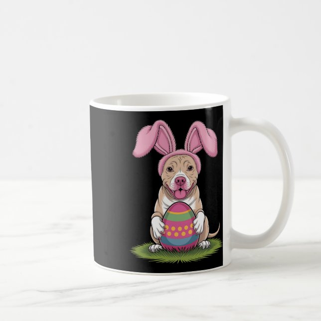 Caneca De Café Lindíssimo Pitbull de Coelho de Páscoa Abraço Ovos (Direita)