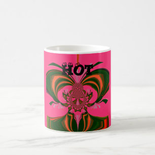 Caneca De Café Lindo Africano Quente Rosa Vermelho Dourado Verde