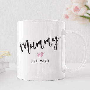 Caneca De Café Lindo Bebê Rosa Pés Roteiro Mamãe Ano de Fundação