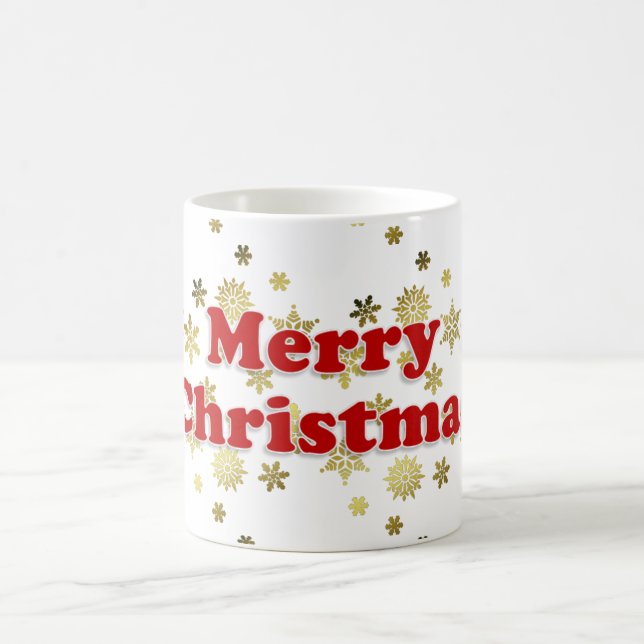 Caneca De Café Lindo Branco Vermelho e Dourado Feliz Natal (Centro)