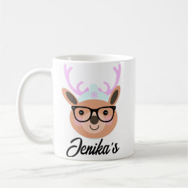 Caneca De Café Lindo Cachecol de Natal de Rena com Óculos e Chapé