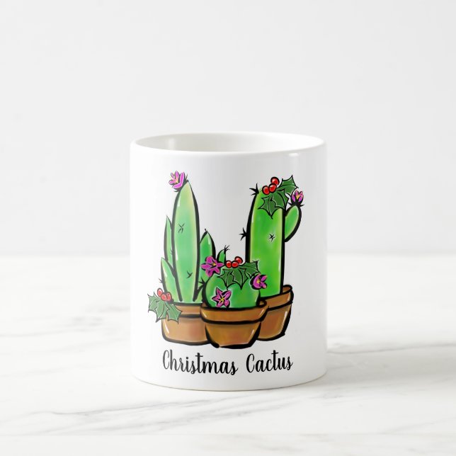 Caneca De Café Lindo cacto de Natal cactos suculentas de férias  (Centro)