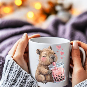 Caneca De Café Lindo Capivara Kawaii Bebe Chá de Bolha Boba