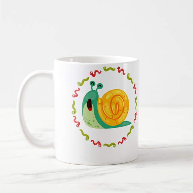 Caneca De Café Lindo Caracol Em Jardim De Círculo De Lagarta Colo (Esquerda)