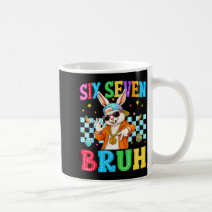 Caneca De Café Lindo coelho seis sete bruh 6 7 meme 67 feliz pásc