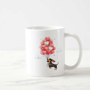Caneca De Café Lindo Dachshund Dia dos Namorados Coração Balão Am
