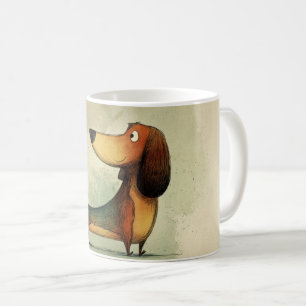 Caneca De Café Lindo Dachshund – Ilustração Caprichosa de Cachorr